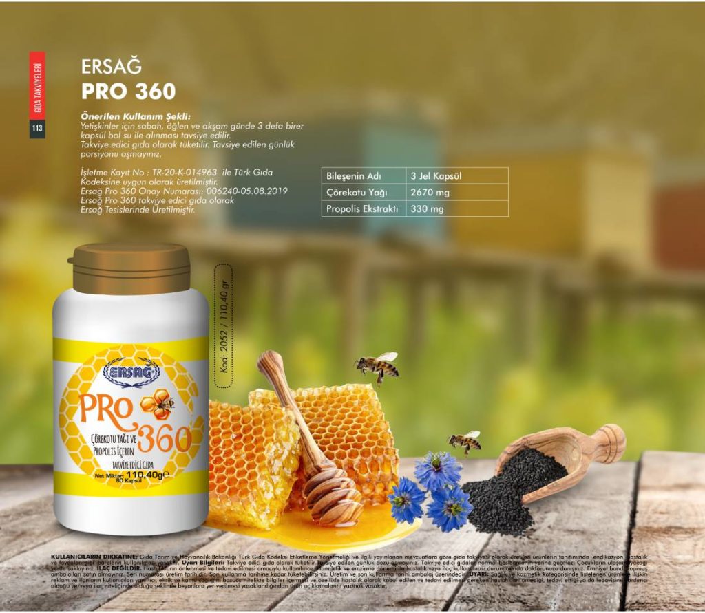 Ersağ PRO 360 (Çörekotu Yağı / Propolis)