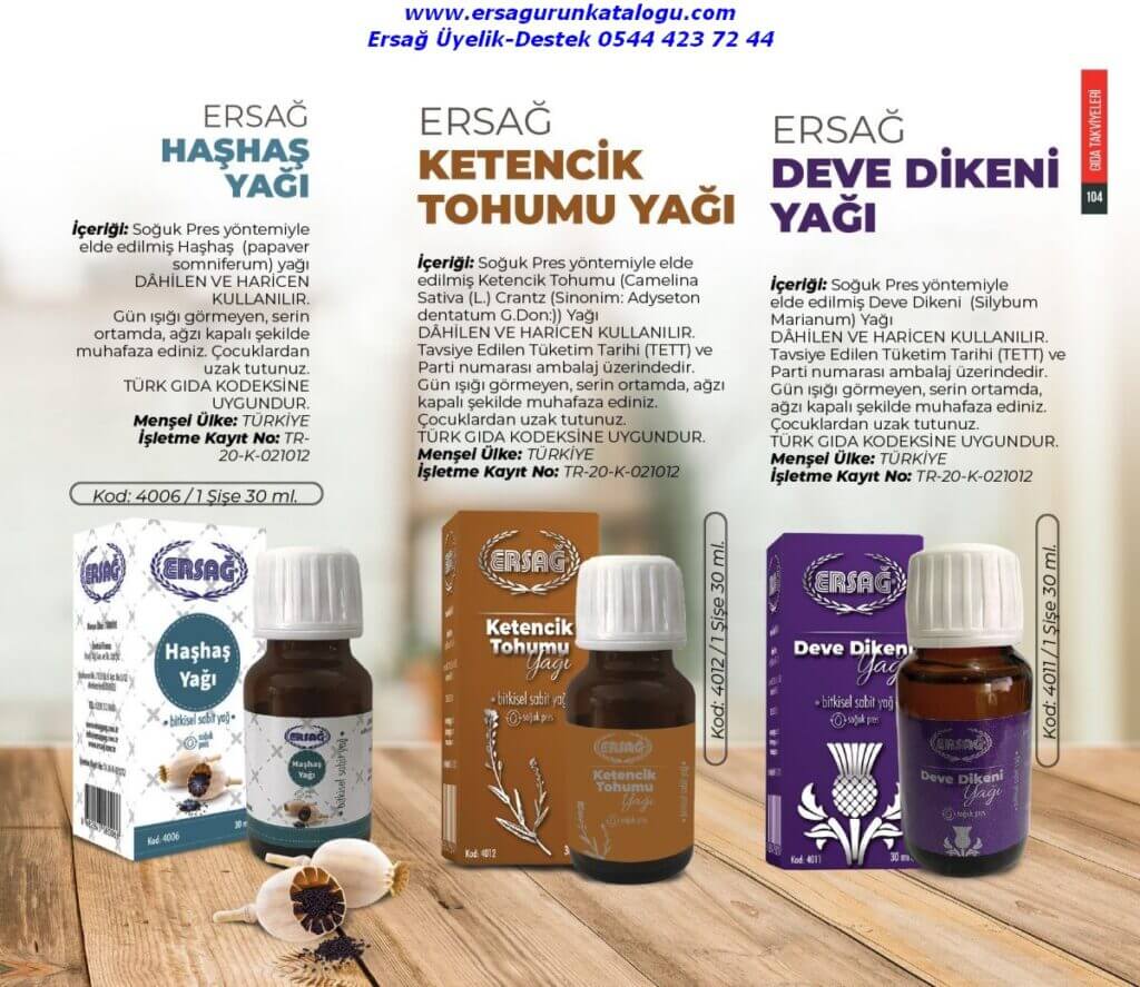 Ersağ Haşhaş / Ketencik / Deve Dikeni Yağı