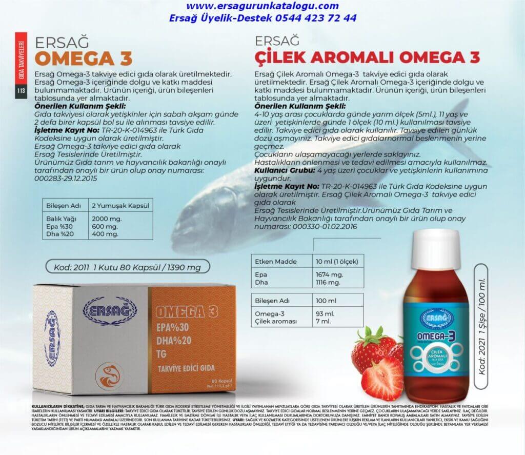 Ersağ Omega – 3 Kapsül / Sıvı (Çilekli)